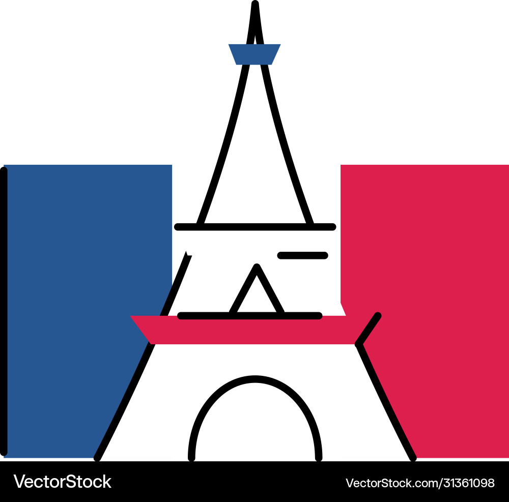 France eiffel tower line and fill style icon Vector Image