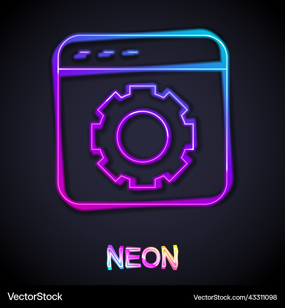 Glowing neon line browser setting icon isolated Glowing neon line browser setting icon isolated Vector Image