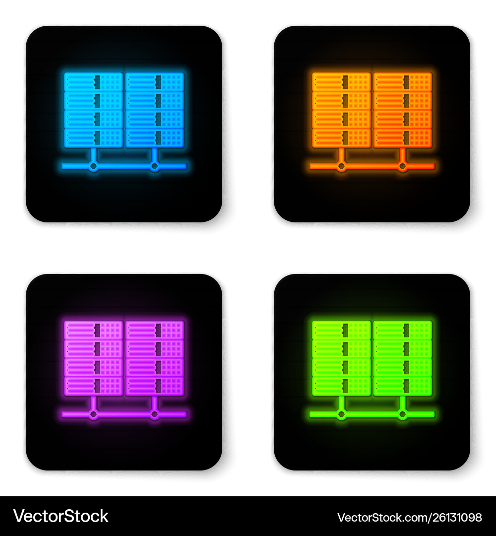 Glowing neon server data web hosting icon Glowing neon server data web hosting icon vector image