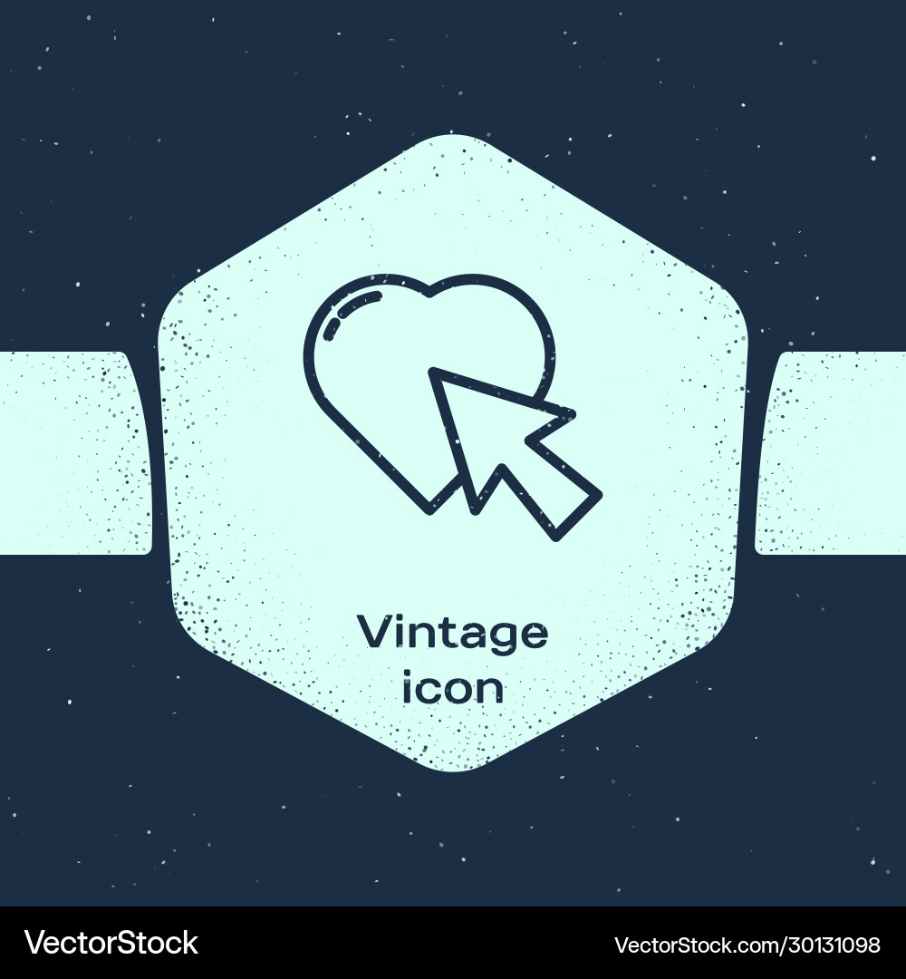 Grunge line heart and cursor click icon isolated Grunge line heart and cursor click icon isolated Vector Image