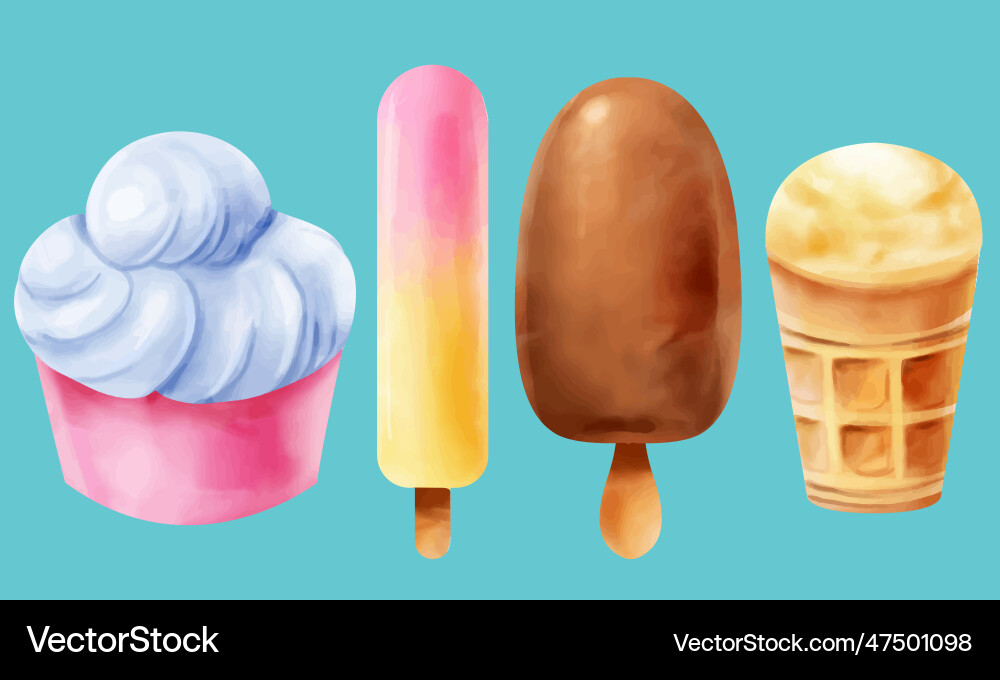 Ice cream realistic constructor set of various Vector Image