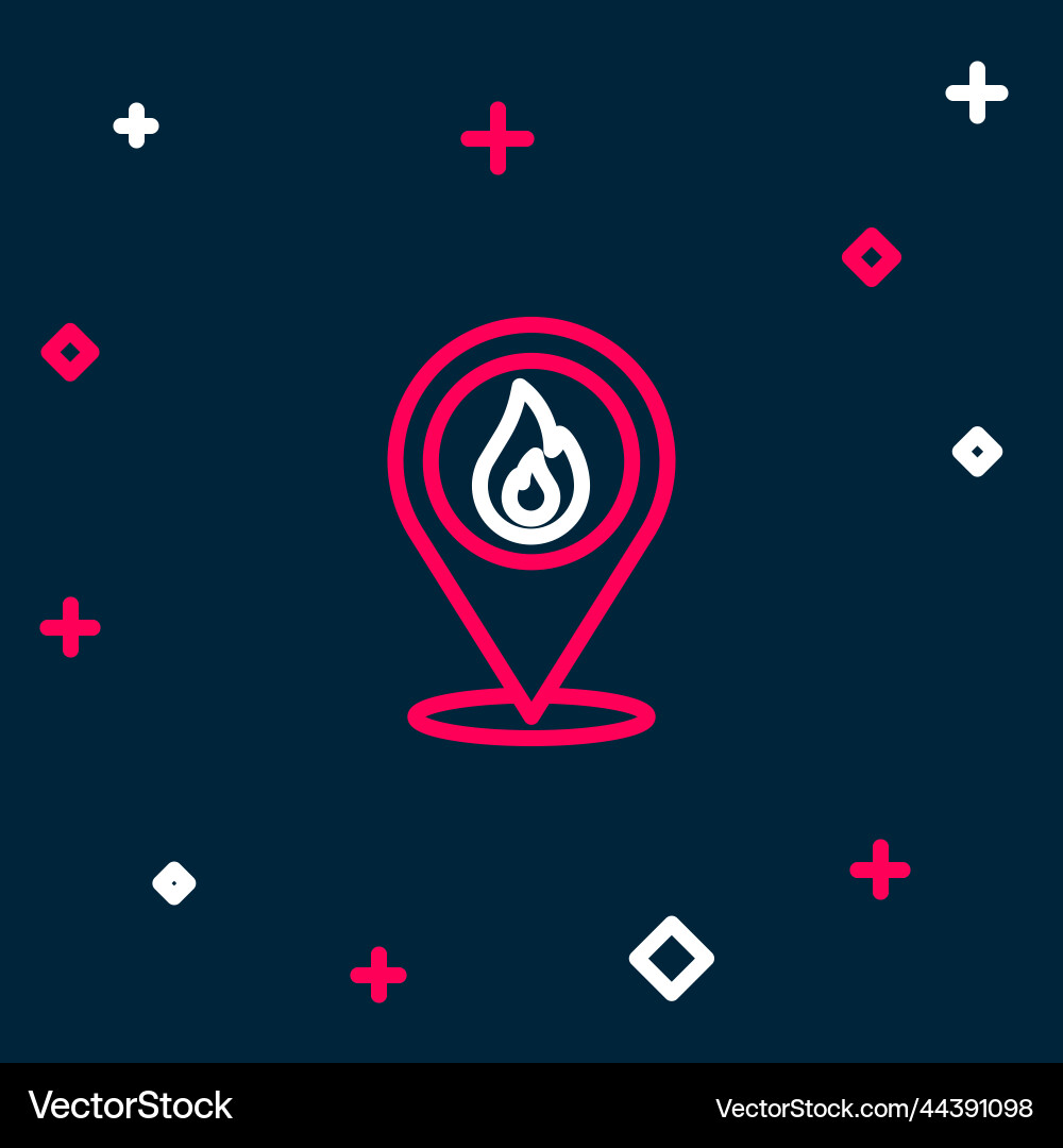 Line map pointer with fire flame icon isolated Line map pointer with fire flame icon isolated vector image