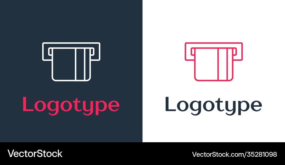 Logotype line credit card inserted in reader Logotype line credit card inserted in reader vector image