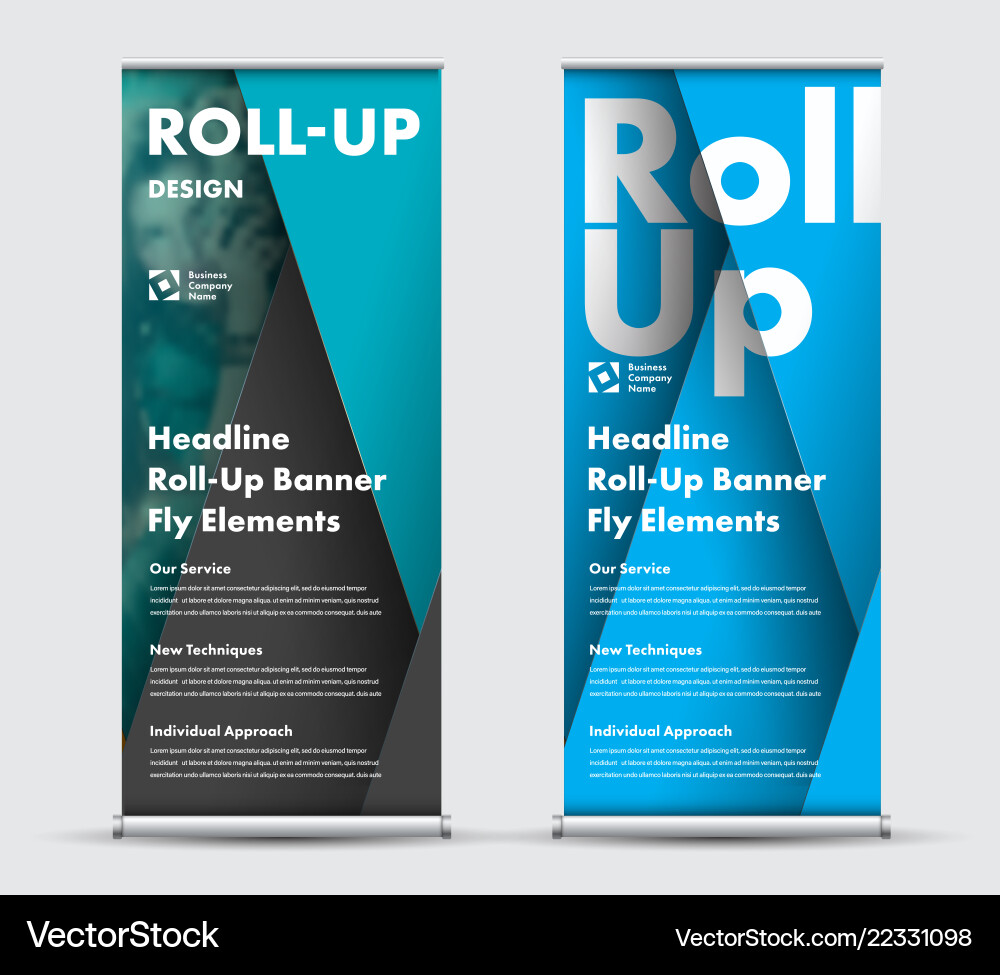 Modern design roll-up banner with intersecting Modern design roll-up banner with intersecting vector image