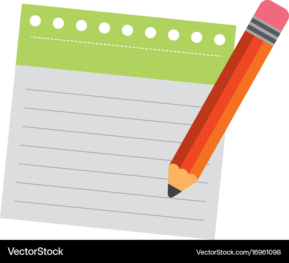 Notebook sheet with pencil vector image