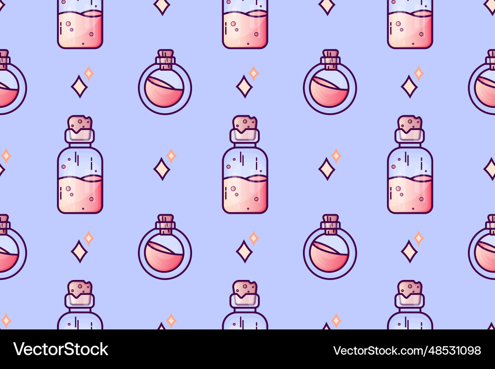 Potion bottles colorful seamless pattern Vector Image