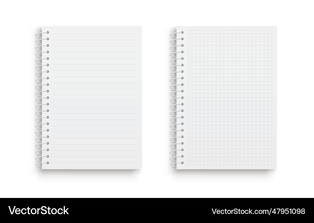 Realistic notebook square and lined front view vector image
