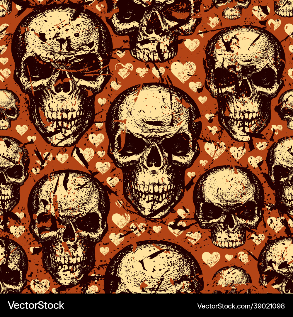 Seamless background with hand drawn human skulls Seamless background with hand drawn human skulls vector image