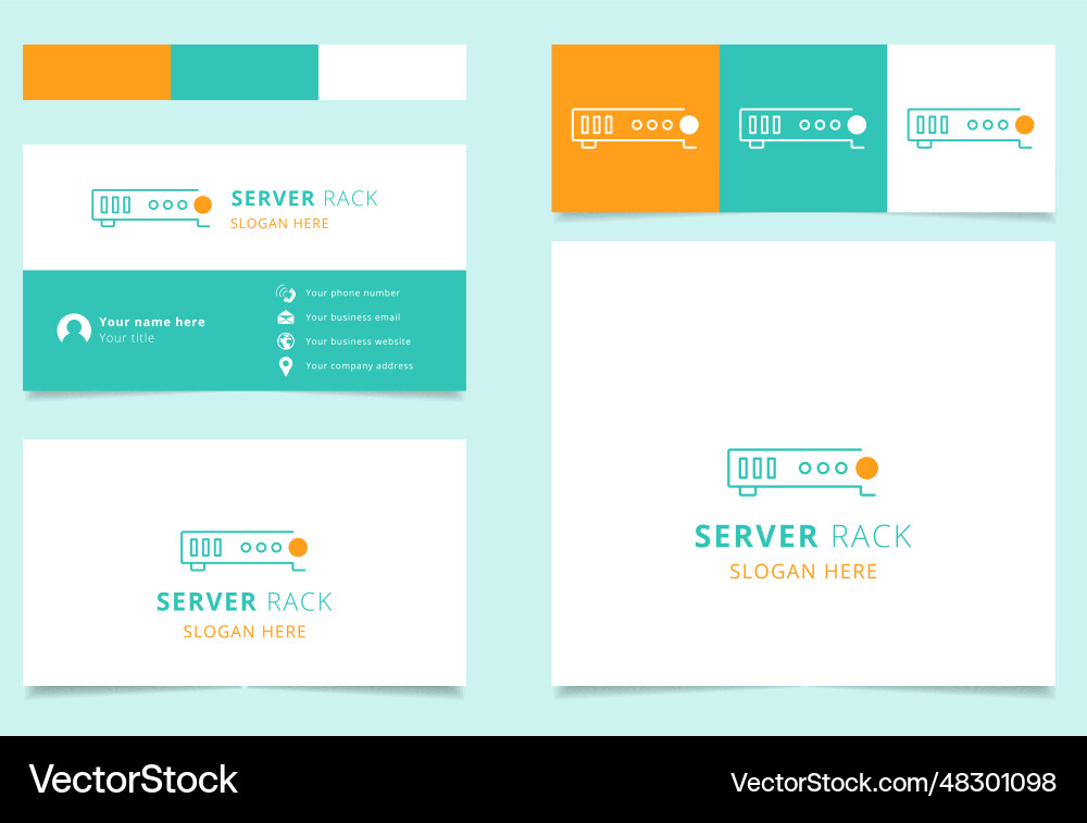Server rack logo design with editable slogan Server rack logo design with editable slogan Vector Image