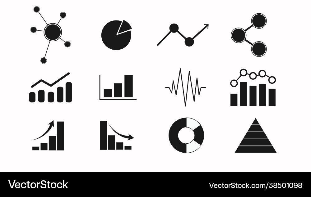 Set diagrams graphs and statistics icons Vector Image