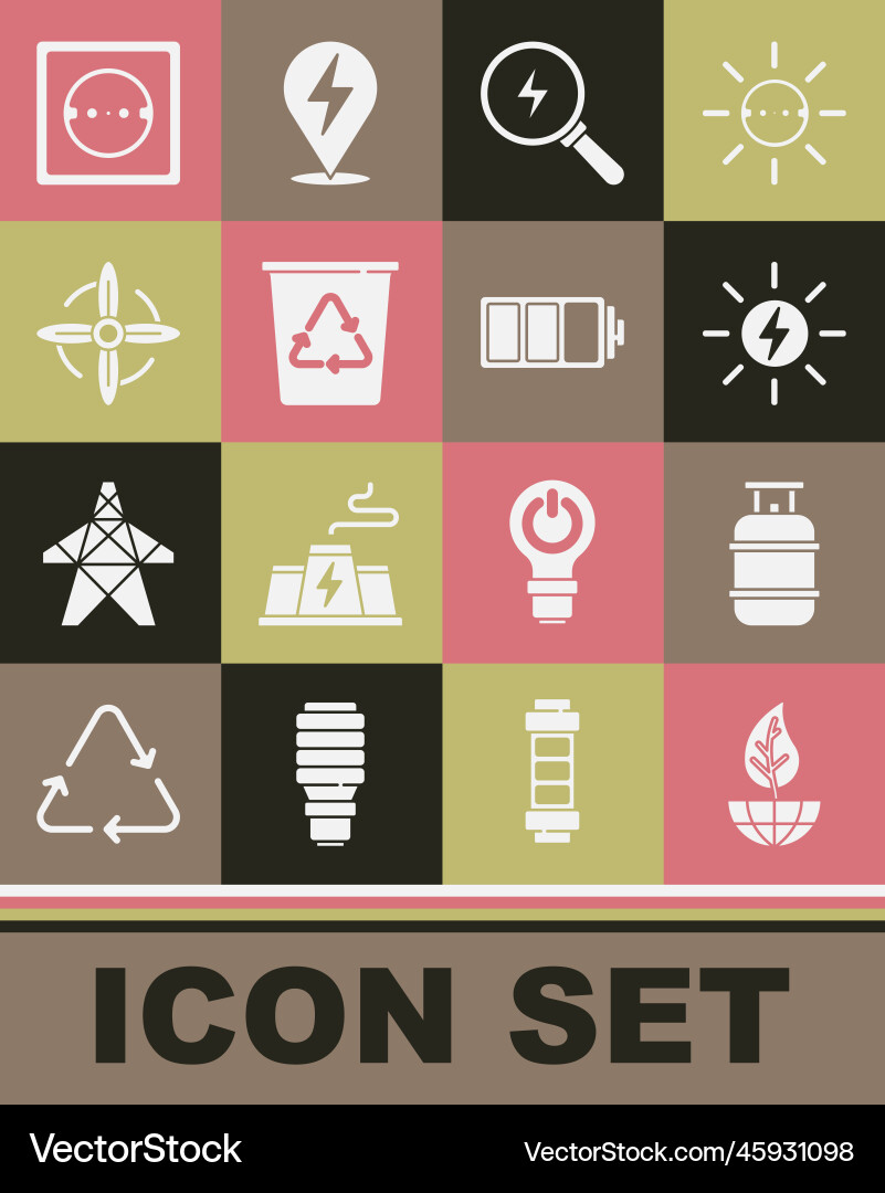 Set earth globe and leaf propane gas tank solar Set earth globe and leaf propane gas tank solar vector image