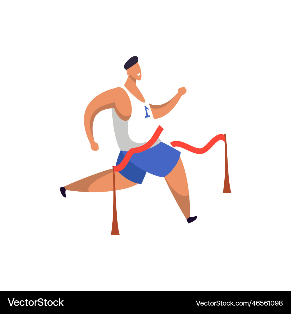 With runner winning marathon With runner winning marathon vector image