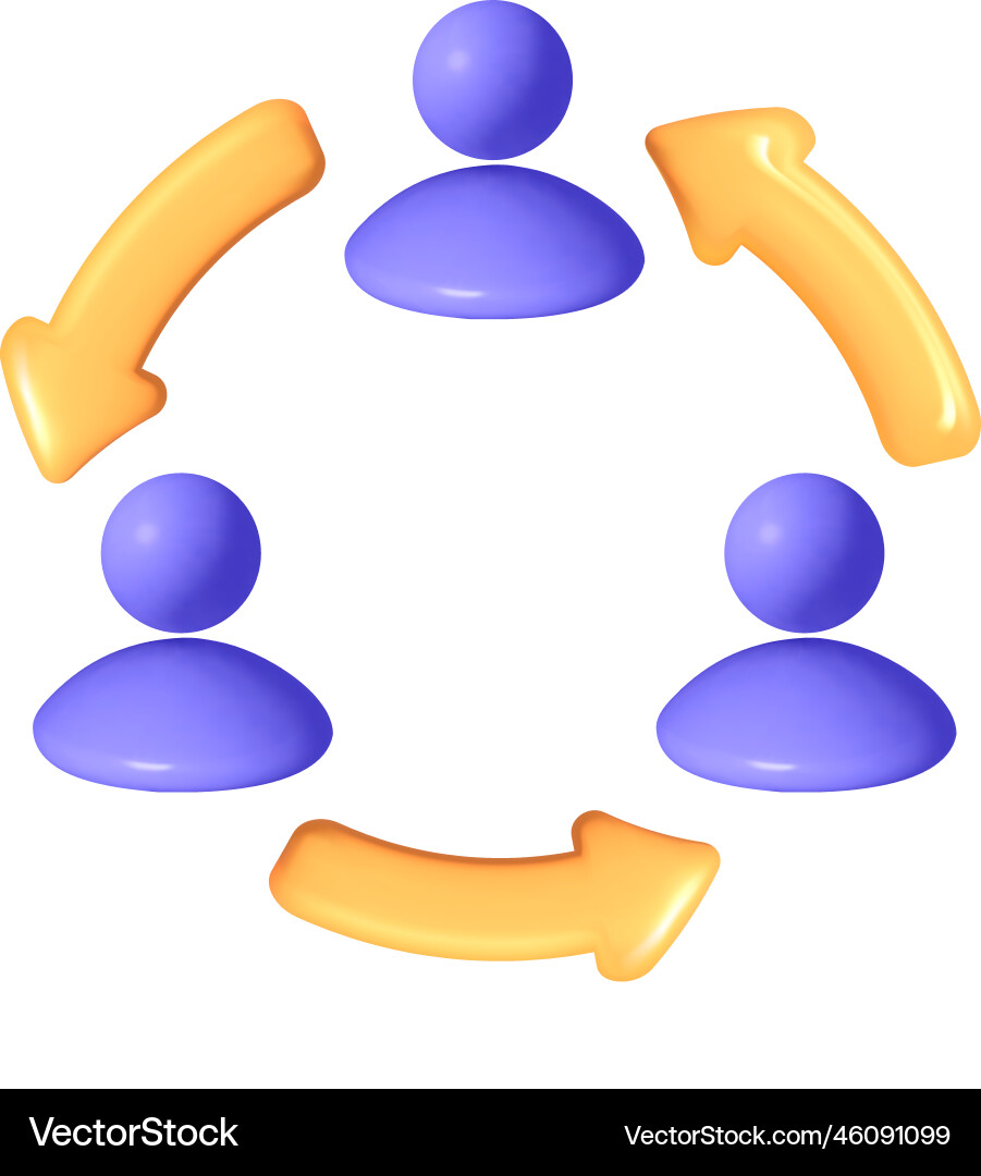 3d user sync or switch symbol isolated mesh 3d user sync or switch symbol isolated mesh vector image