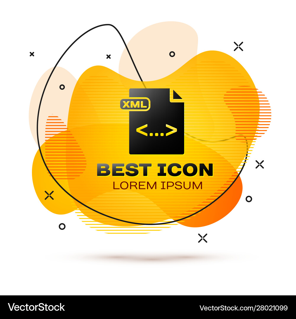 Black xml file document download button icon vector image