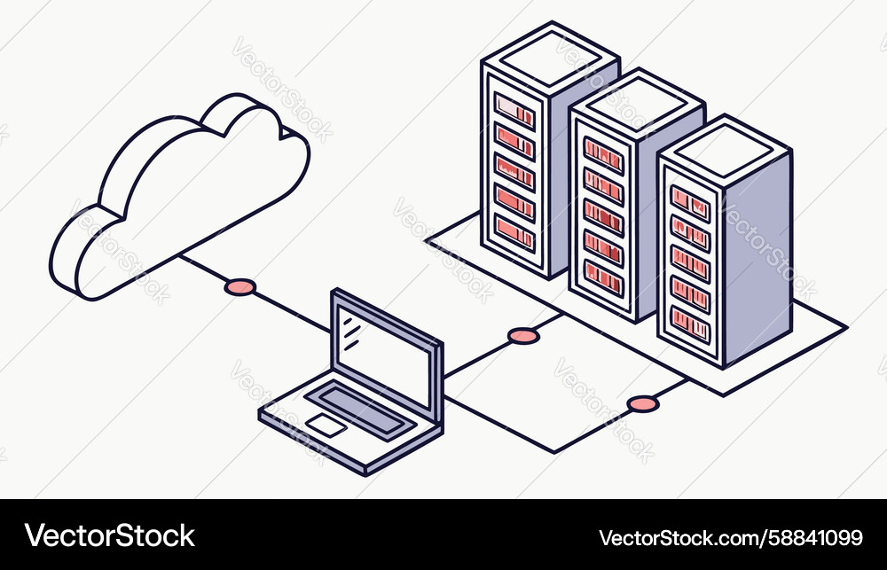 Cloud-based server infrastructure and data Vector Image