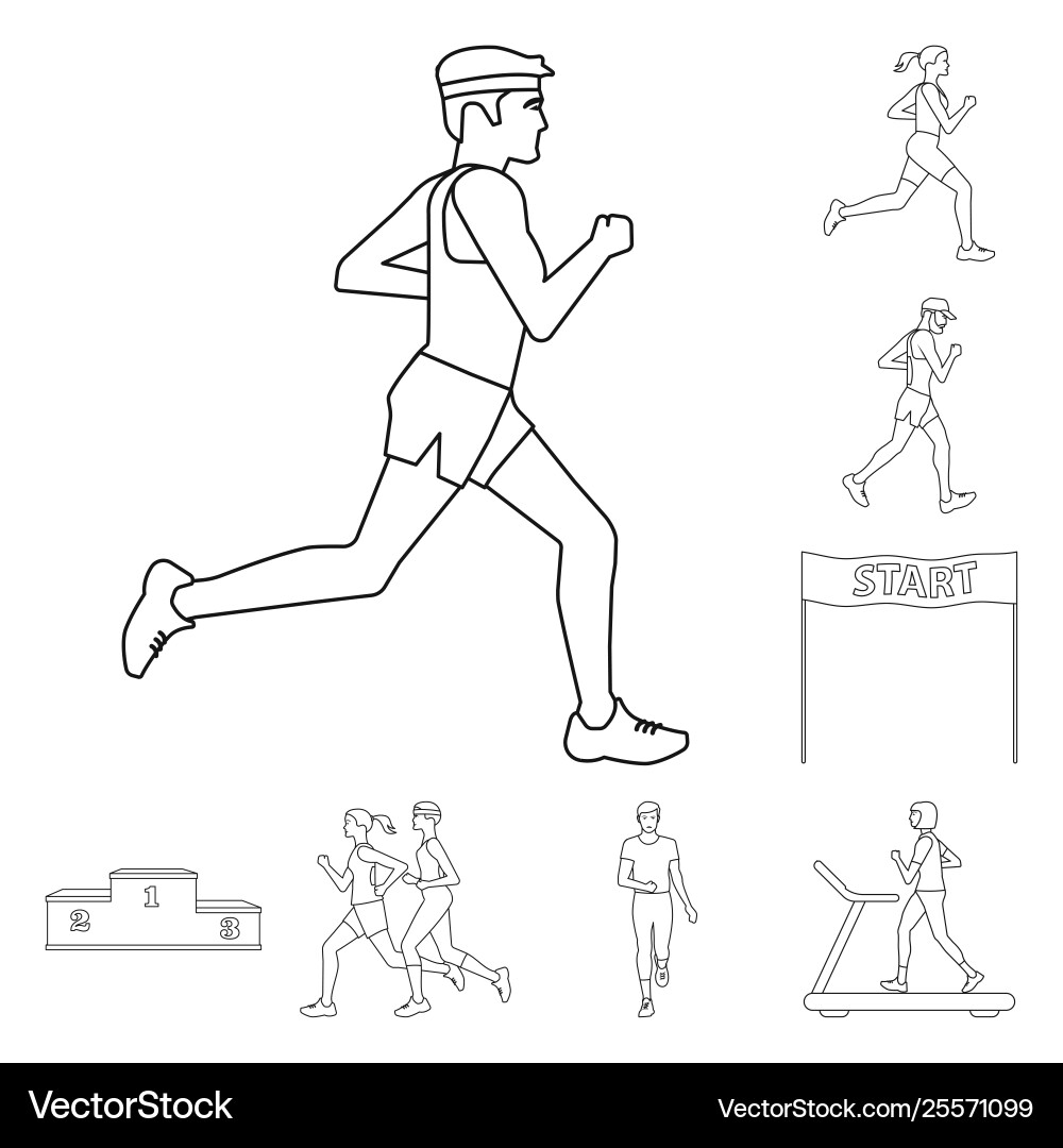 Design exercise and sprinter icon set vector image