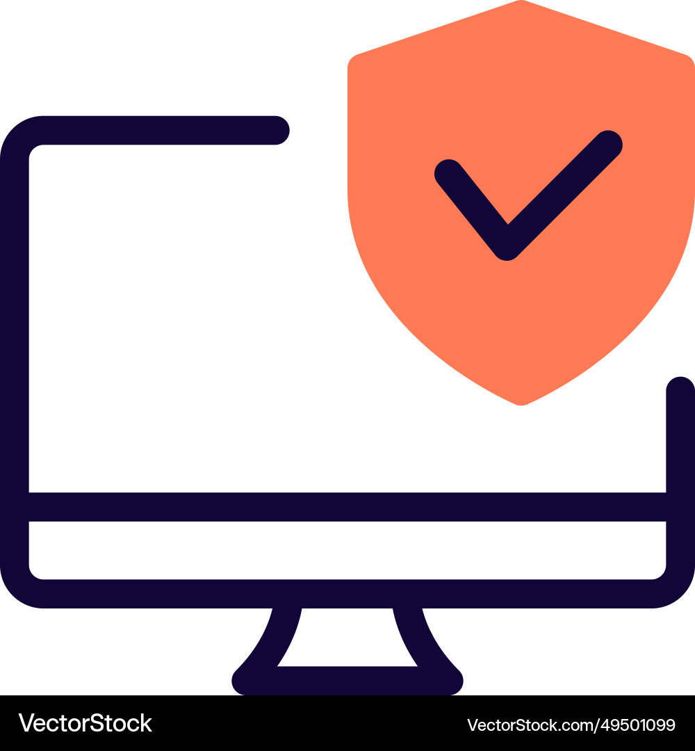 Desktop shield safeguards the computer system Vector Image