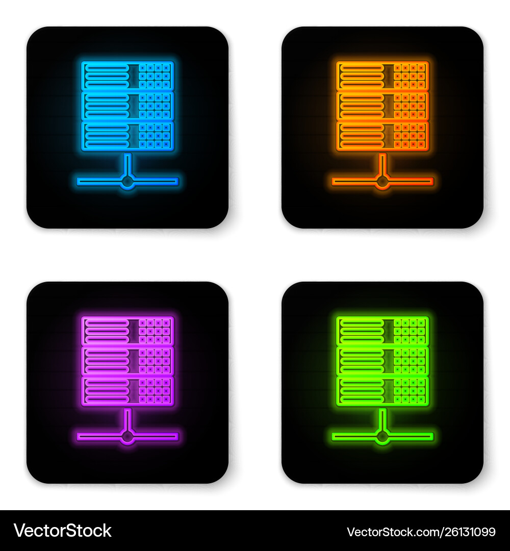 Glowing neon server data web hosting icon Glowing neon server data web hosting icon vector image
