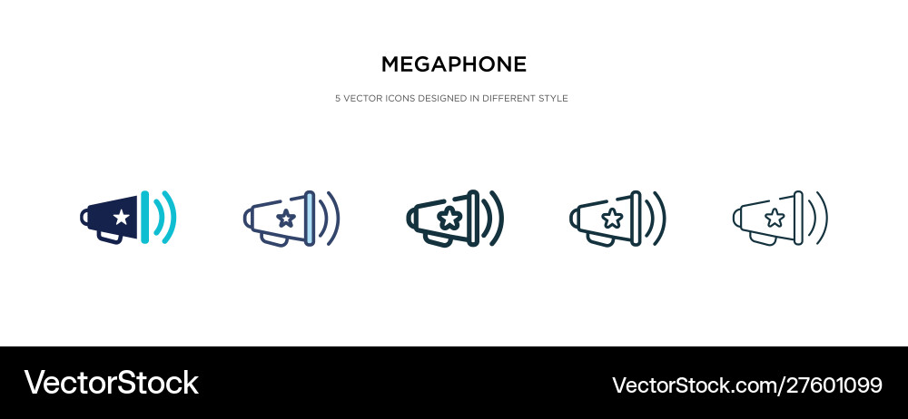 Megaphone icon in different style two colored vector image