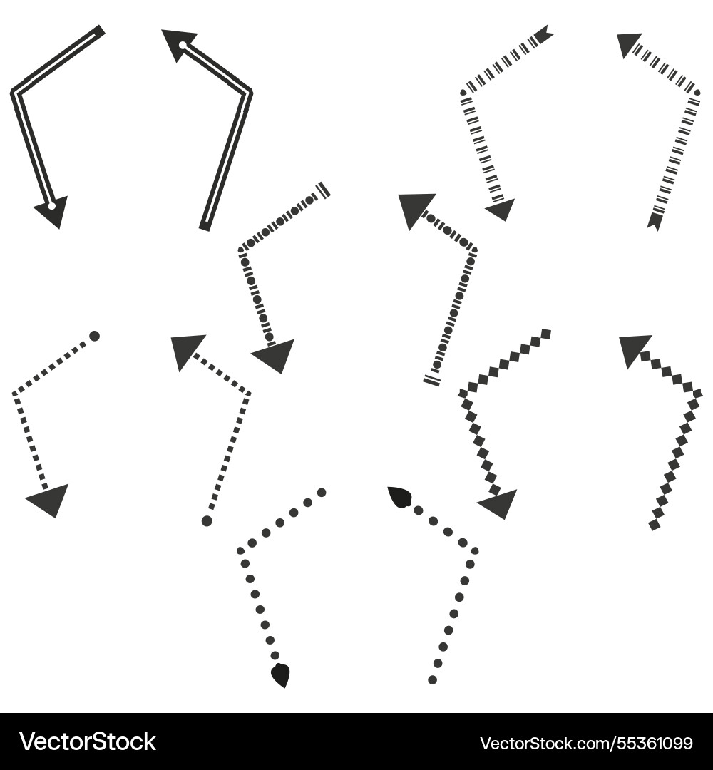 Modular arrow set dotted pointer lines geometric Modular arrow set dotted pointer lines geometric vector image