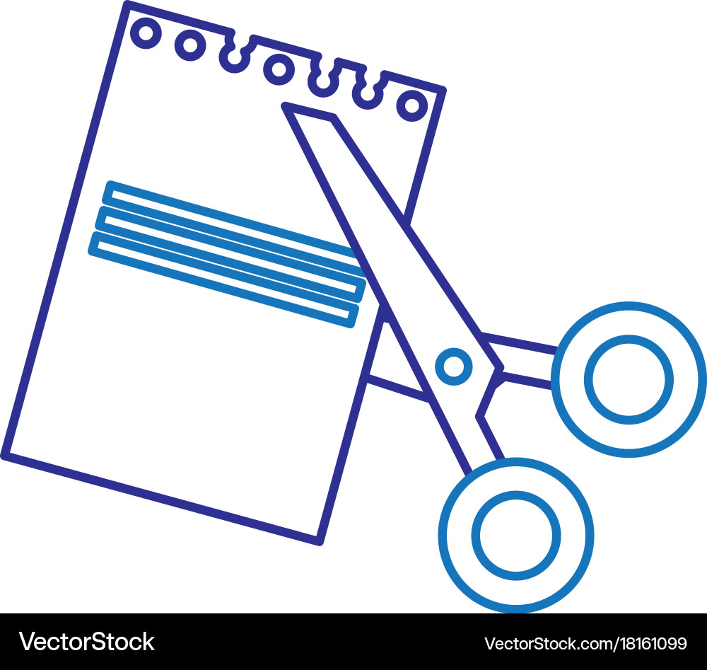 Scissors cut with notebook sheet Vector Image