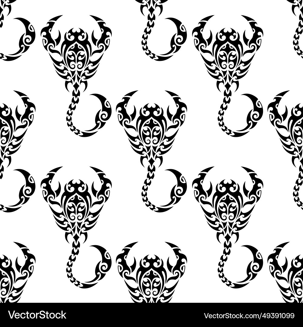 Scorpio seamless pattern design with scorpion Vector Image