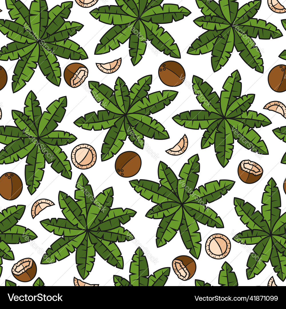 Seamless pattern with palm trees and coconuts Seamless pattern with palm trees and coconuts vector image