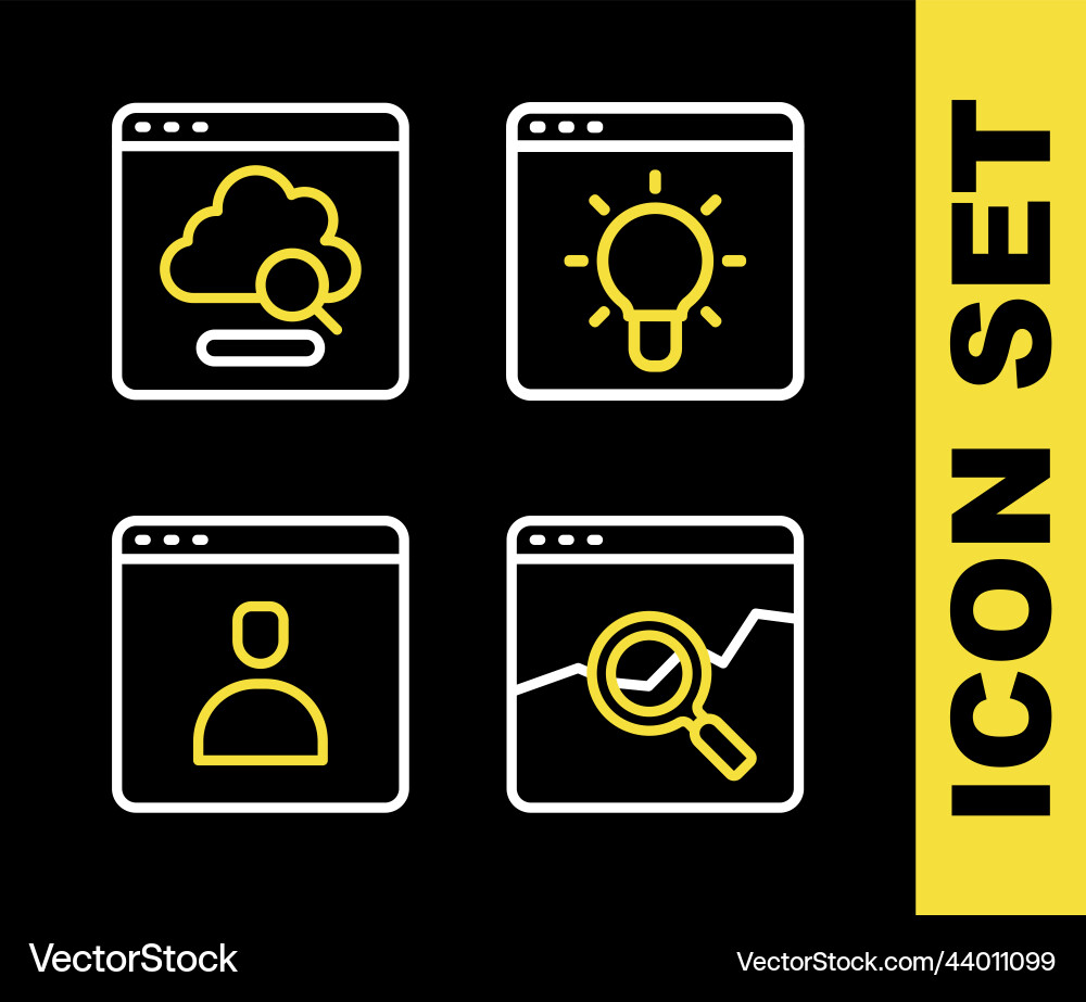 Set line browser window website with stocks Set line browser window website with stocks Vector Image