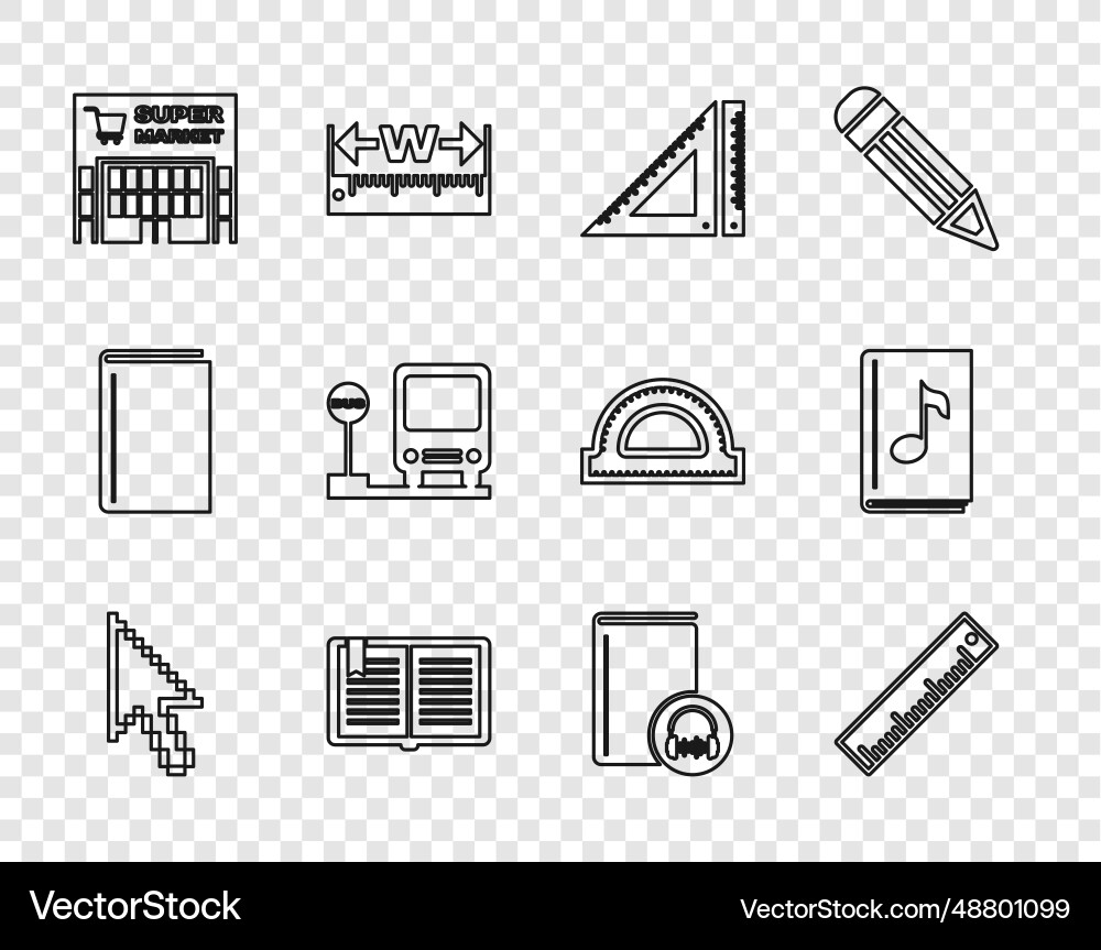Set line pixel arrow cursor ruler triangular Set line pixel arrow cursor ruler triangular vector image