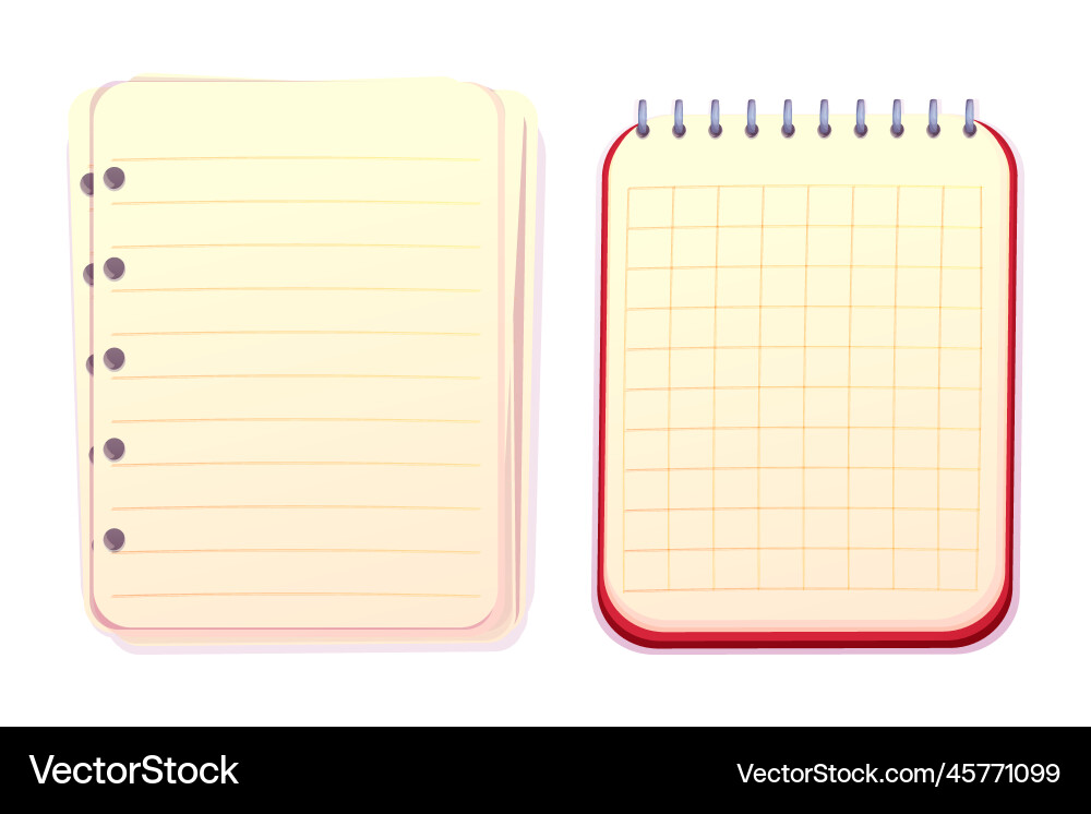 Set notebook empty paper for notes collection Set notebook empty paper for notes collection vector image