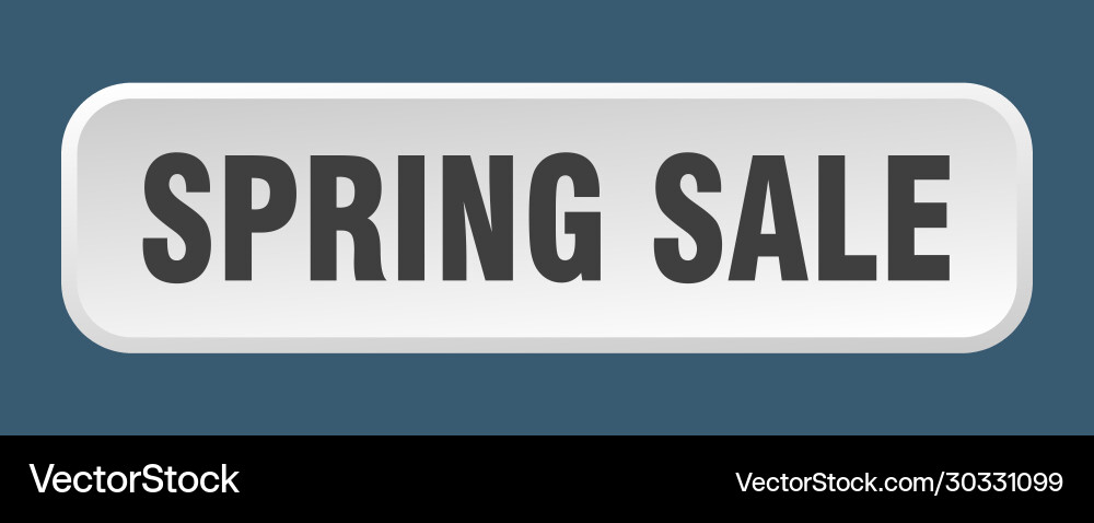Spring sale button square 3d push Vector Image