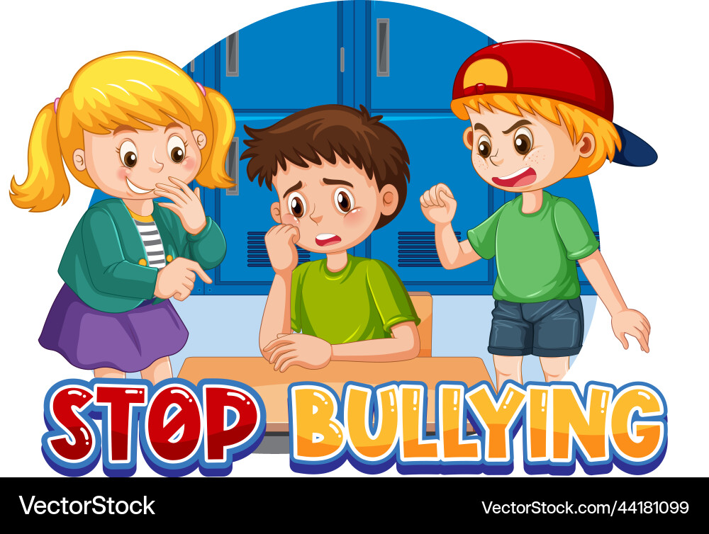 Stop bullying kids text design Royalty Free Vector Image