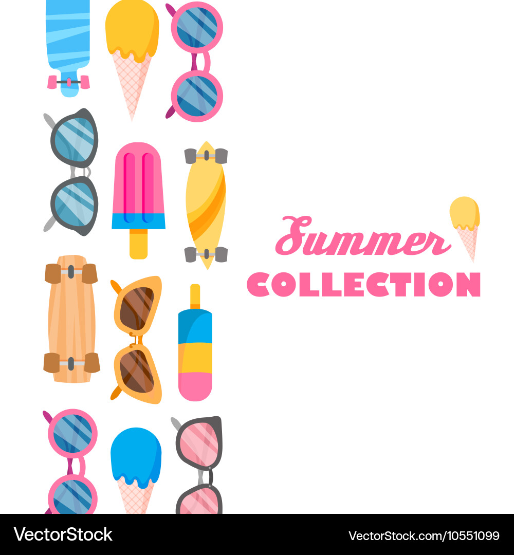 Summer collection of objects vector image