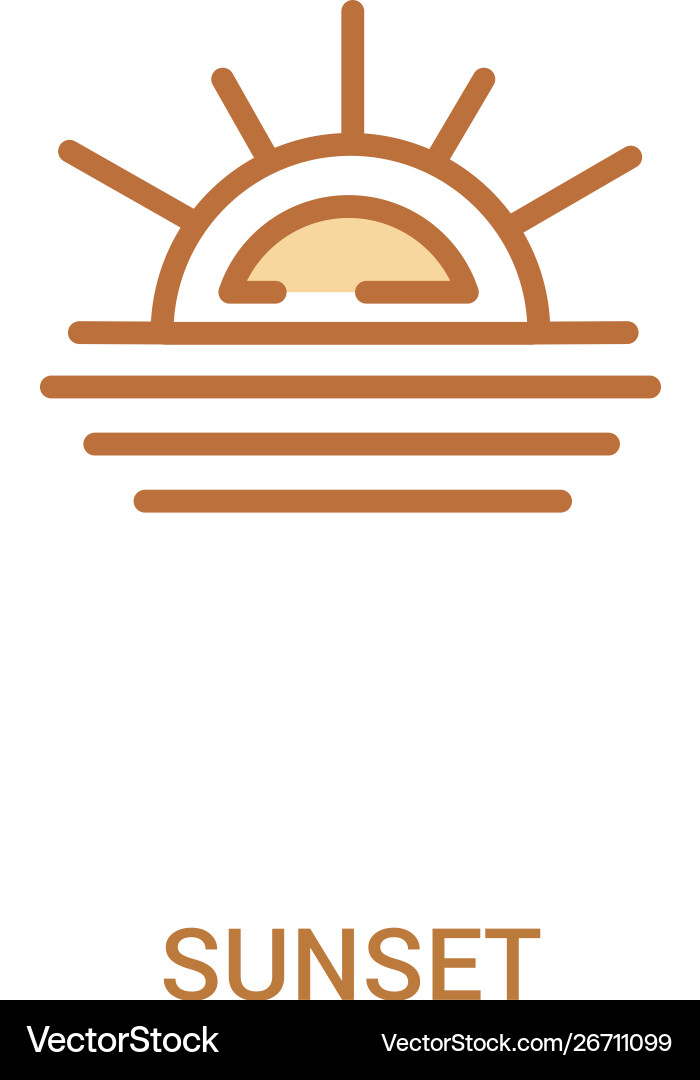 Sunset concept 2 colored icon simple line element Sunset concept 2 colored icon simple line element vector image