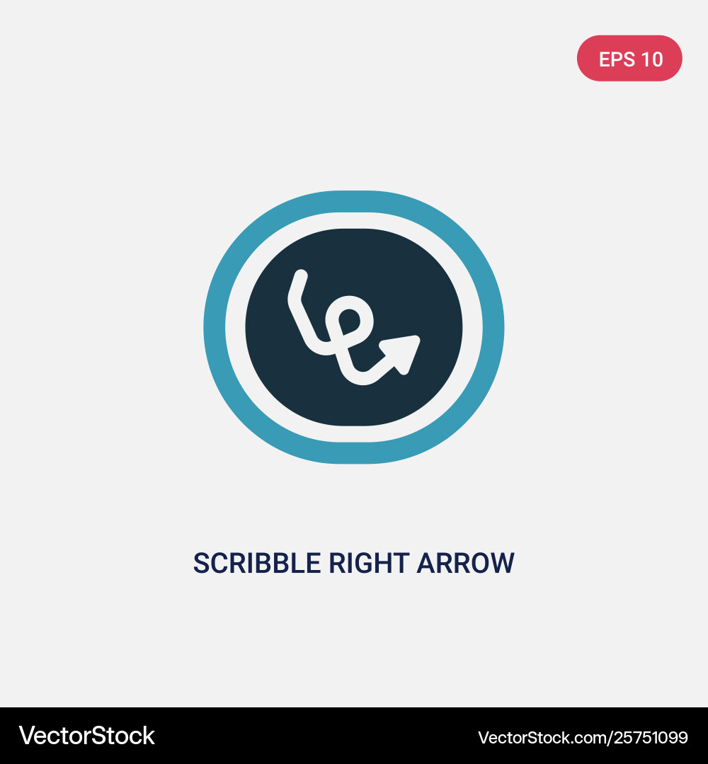Two color scribble right arrow icon from user vector image