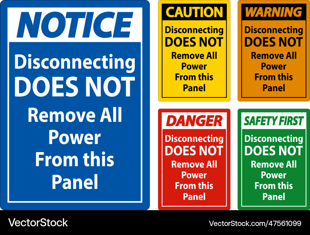 Warning disconnecting does not remove all power Warning disconnecting does not remove all power Vector Image