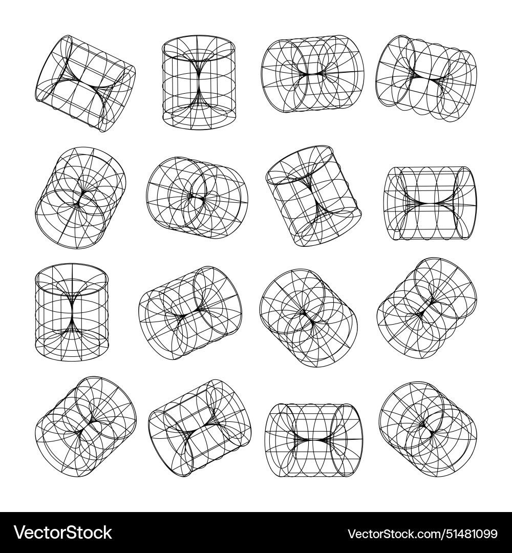 Wireframe lined shapes perspective mesh 3d grid Wireframe lined shapes perspective mesh 3d grid vector image