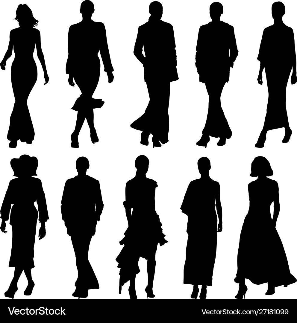 Woman Silhouettes - Fashion Walk Vector Image