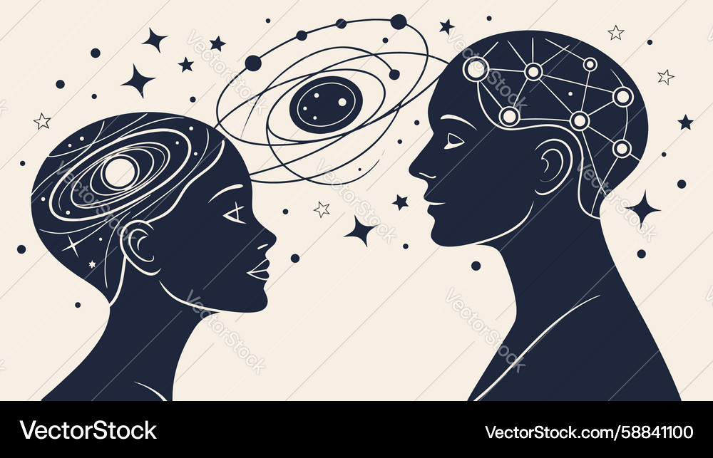 Abstract minds connecting with neural network Vector Image
