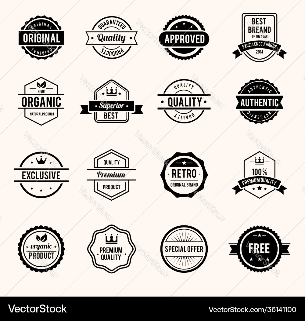 Black and white retro badges Black and white retro badges vector image