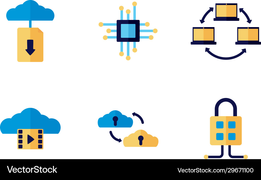 Bundle cloud computing flat style icons Bundle cloud computing flat style icons vector image