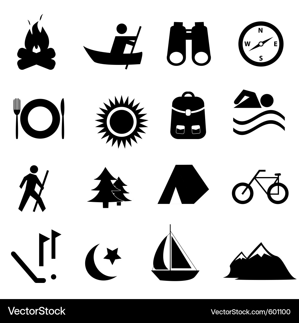 Camping and Outdoor Activity Icons Vector Image