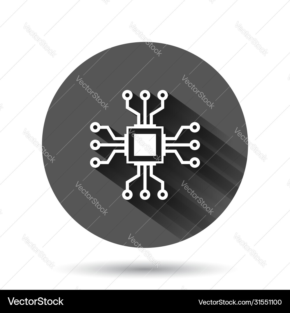 Computer chip icon in flat style circuit board vector image