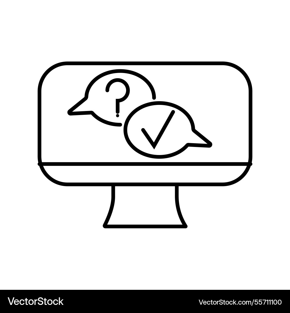 Computer screen with question mark and checkmark Computer screen with question mark and checkmark vector image
