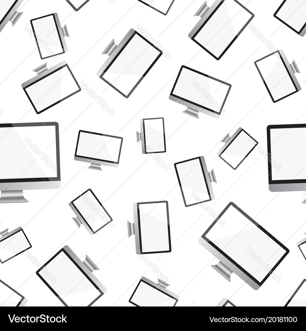 Desktop computer monitor seamless pattern vector image
