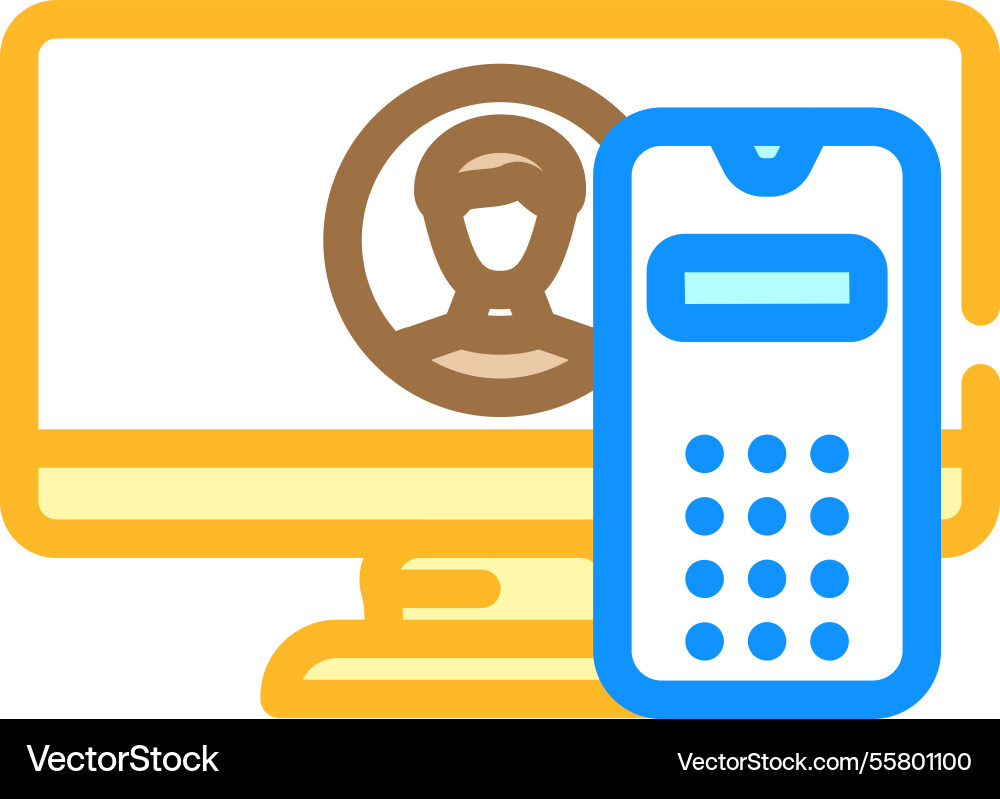 Desktop computer phone color icon Desktop computer phone color icon vector image