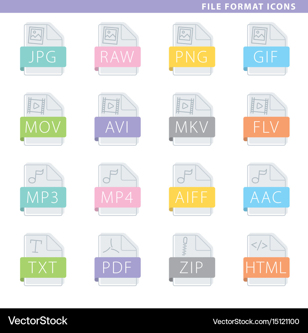 File Format Icons - Colorful Collection vector image