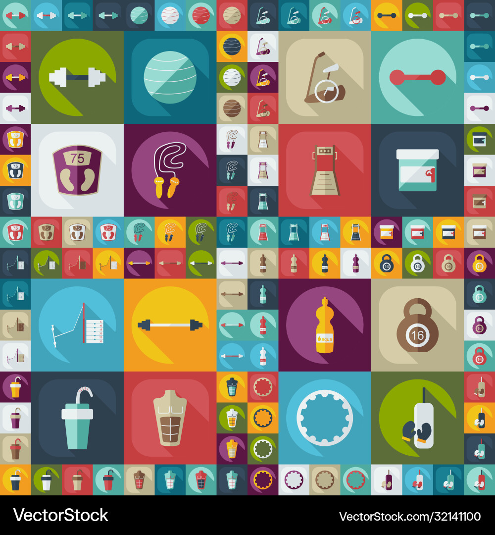 Flat concept set modern design with shadow vector image