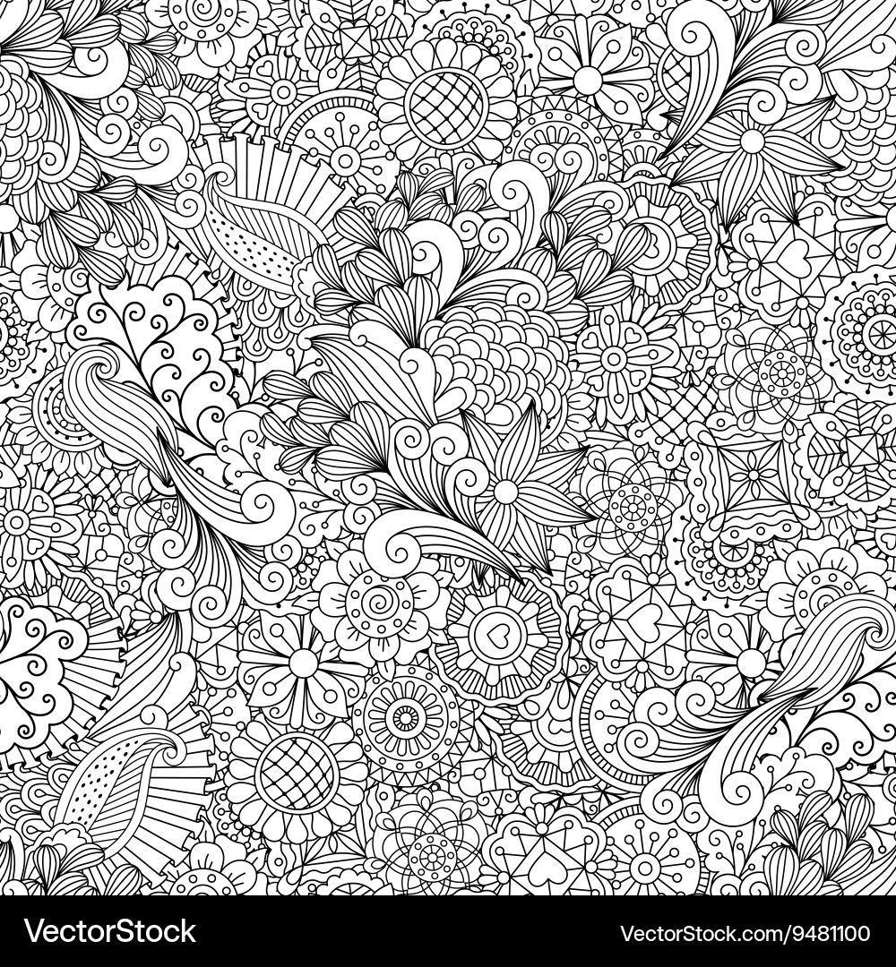 Full frame outline of elegant seamless pattern vector image