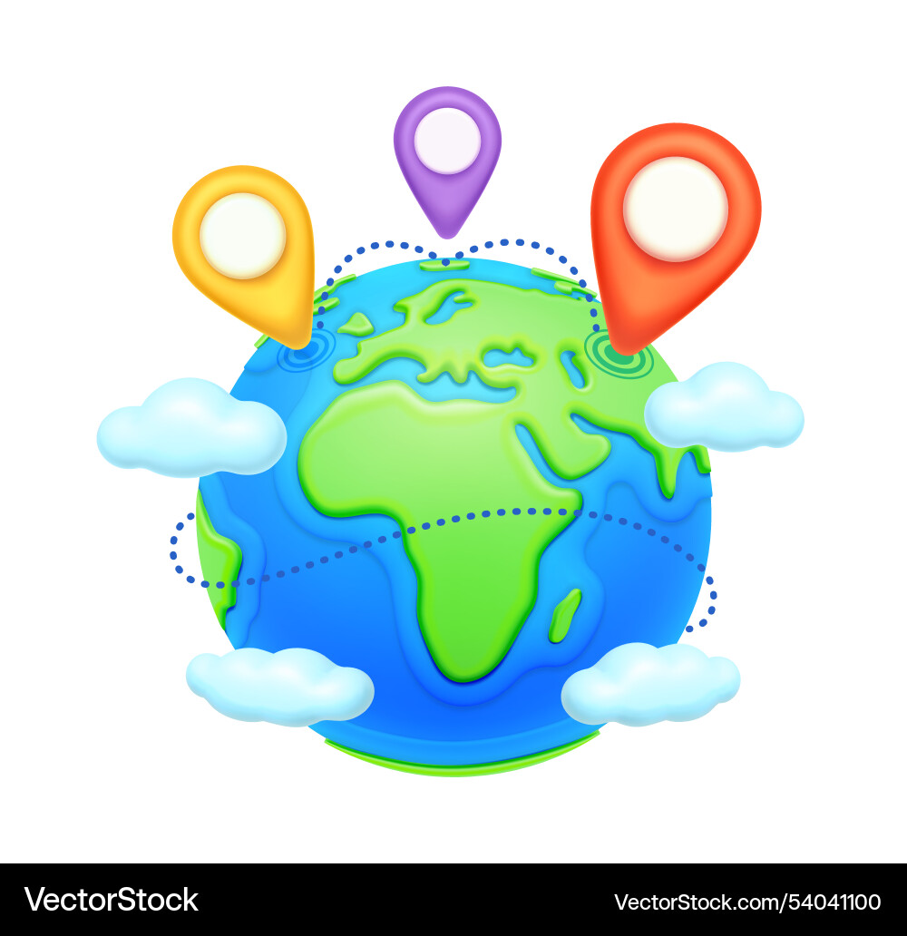 Global Navigation Map with GPS Points Vector Image